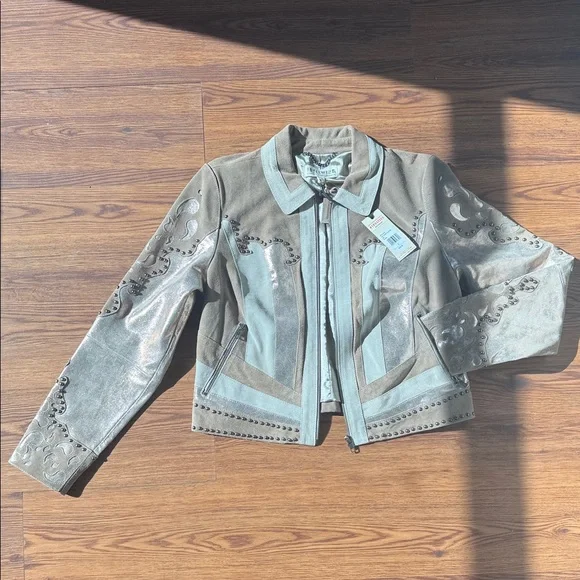 Idyllwind Tan and Bronze Studded Leather Jacket - Picture 1 of 6